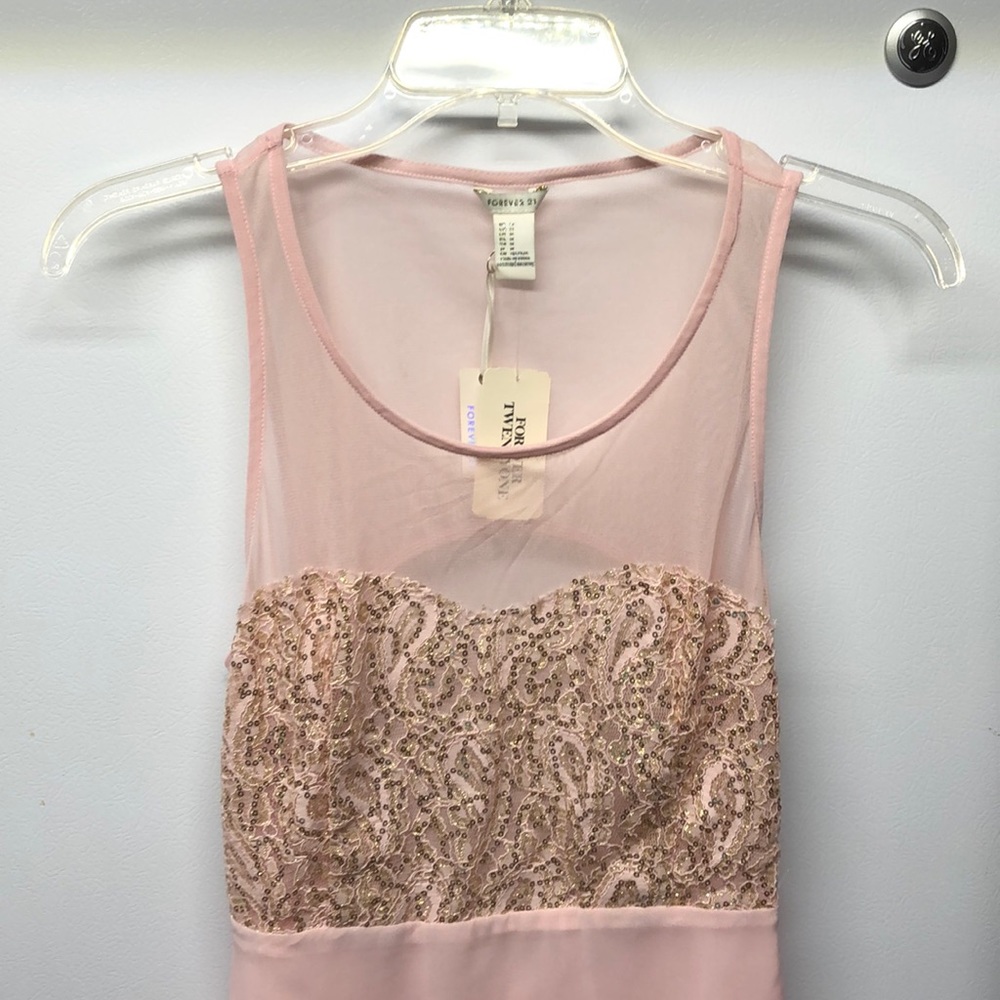 NWT light pink with sequin skater skirt dress